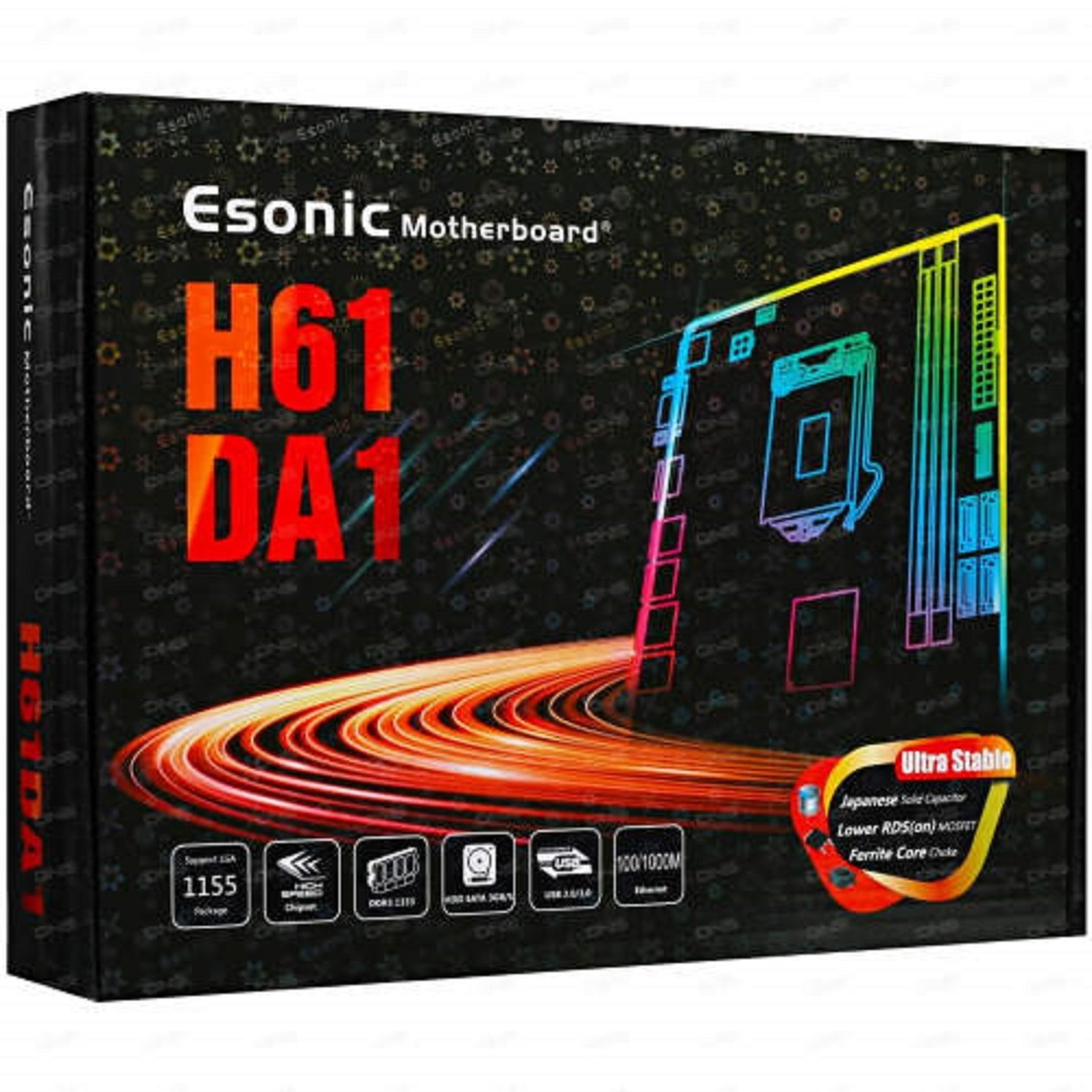 Placa Mãe Esonic H61DA1 DDR-3 2nd/3rd Gen NVME Support M-ATX Motherboard