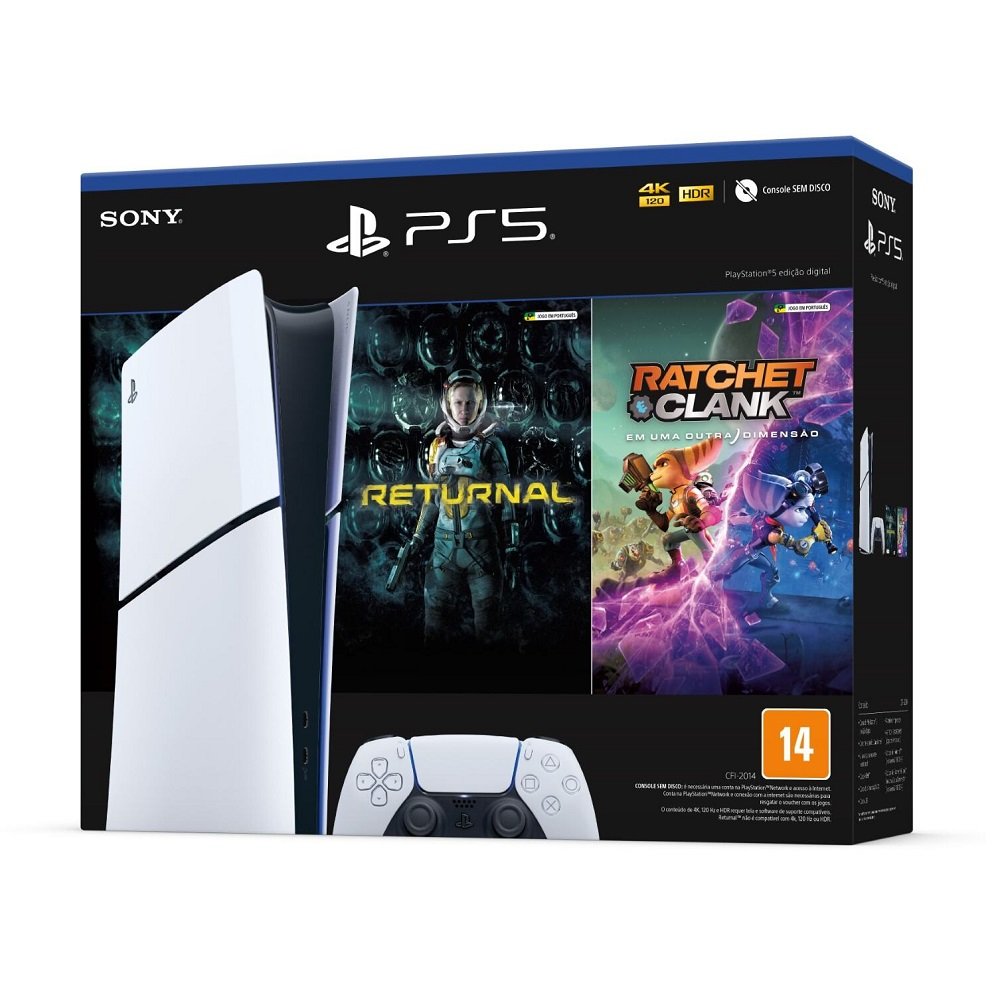 Console Playstation 5 Ps5 Slim Digital Com 2 Jogos (Returnal E Ratchet&Clank), Sony Playstation