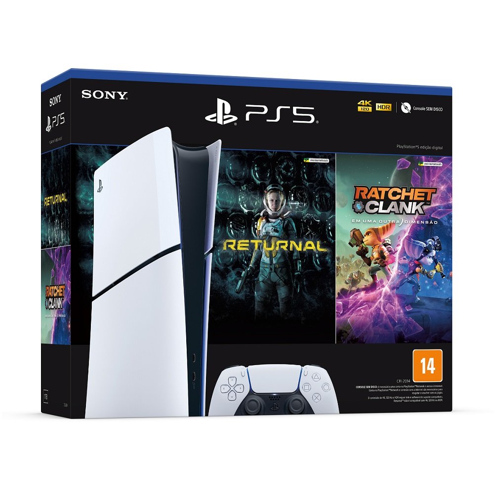Console Playstation 5 Ps5 Slim Digital Com 2 Jogos (Returnal E Ratchet&Clank), Sony Playstation