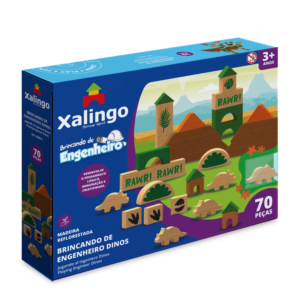 Brincando De Engenheiro Dinossauros 70 Pecas Xalingo