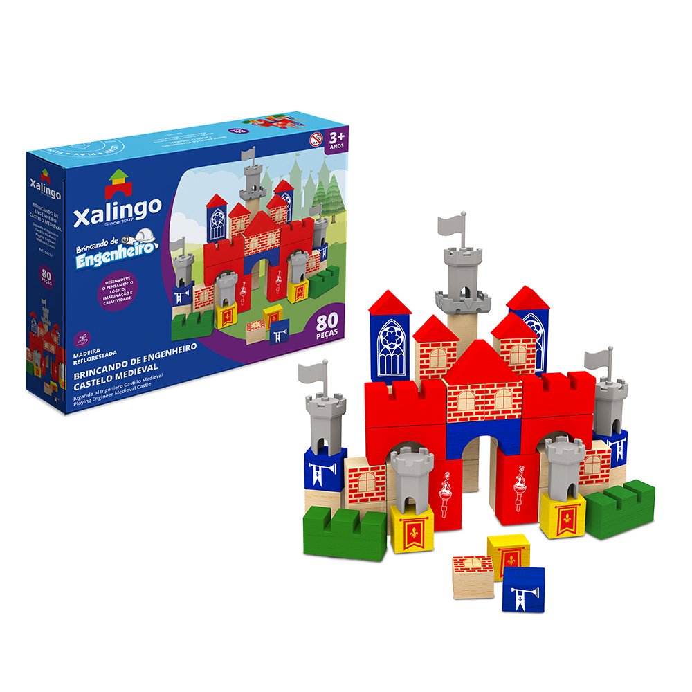 Brincando De Engenheiro Blocos De Montar Castelo Medieval 80 Pecas Xalingo
