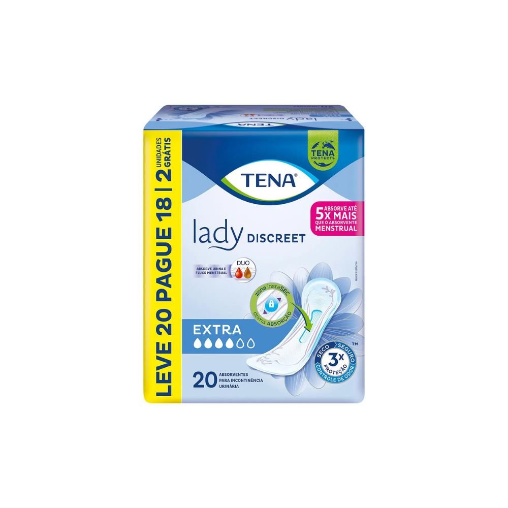 Absorvente Tena Lady Discreet Extra Leve 20 Pague 18