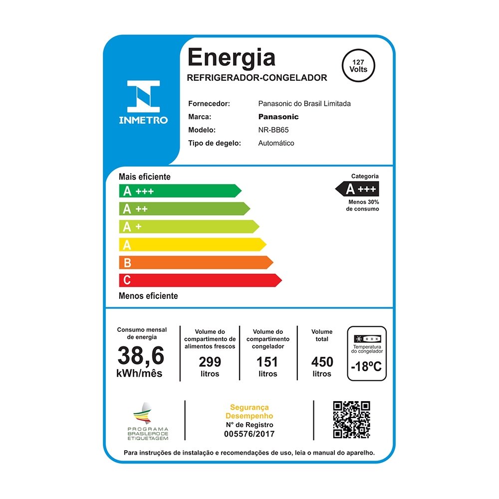 Refrigerador Panasonic 450 Litros NR-BB65GVFMA Frost Free A+++ - 2 Portas, Bottom Freezer, Diamond Glass, Espelhado, 110V
