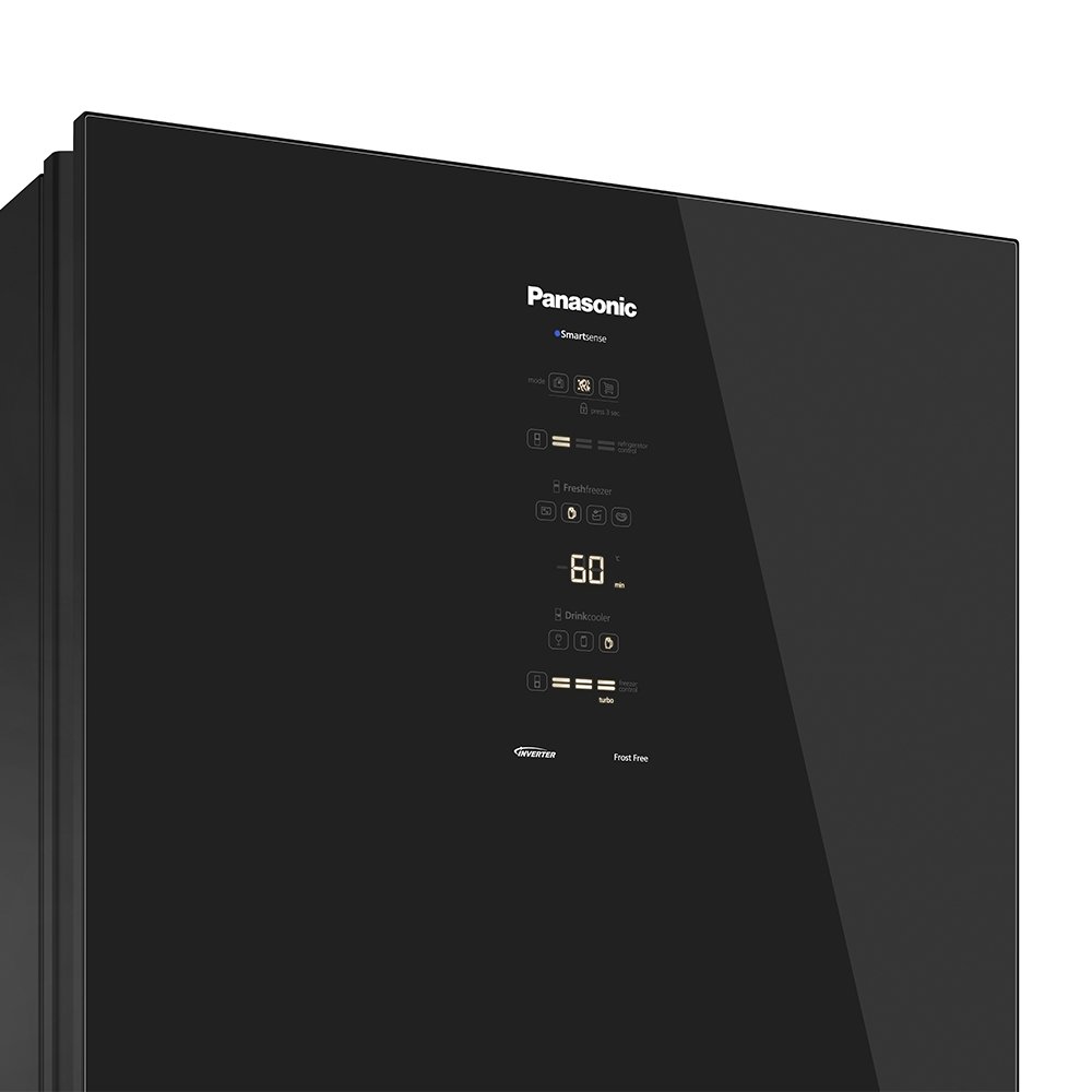 Refrigerador Panasonic 450 Litros NR-BB65GVFBA Frost Free A+++ - 2 Portas, Bottom Freezer, Black Glass, 110V