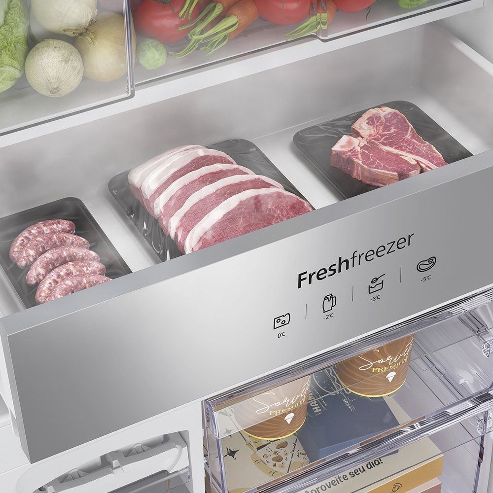 Refrigerador Panasonic 450 Litros NR-BB65GVFBA Frost Free A+++ - 2 Portas, Bottom Freezer, Black Glass, 110V