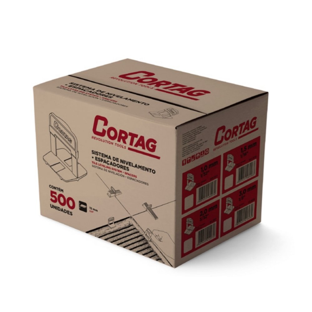 Espaçador Nivelador Cortag Tradicional 2mm - Embalagem com 500 Unidades