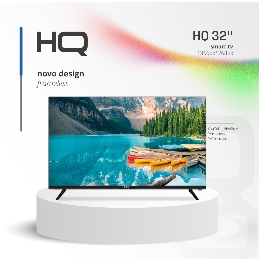 Smart TV LCD LED 32" HQ HQS32NKHM HD - Com Wi-Fi, 3 HDMI, 2 USB, Preto