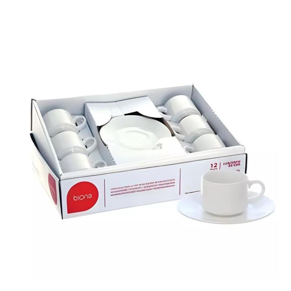 Conjunto De Xicara Cha Biona Com Pires Dona Branco 12 Pecas
