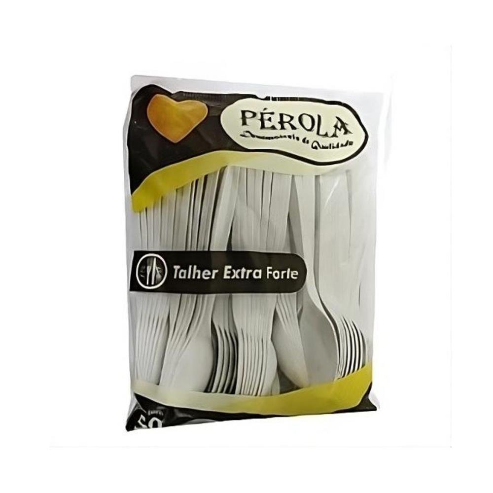 Colher Plastica Extra Forte Perola Com 50 Unidades