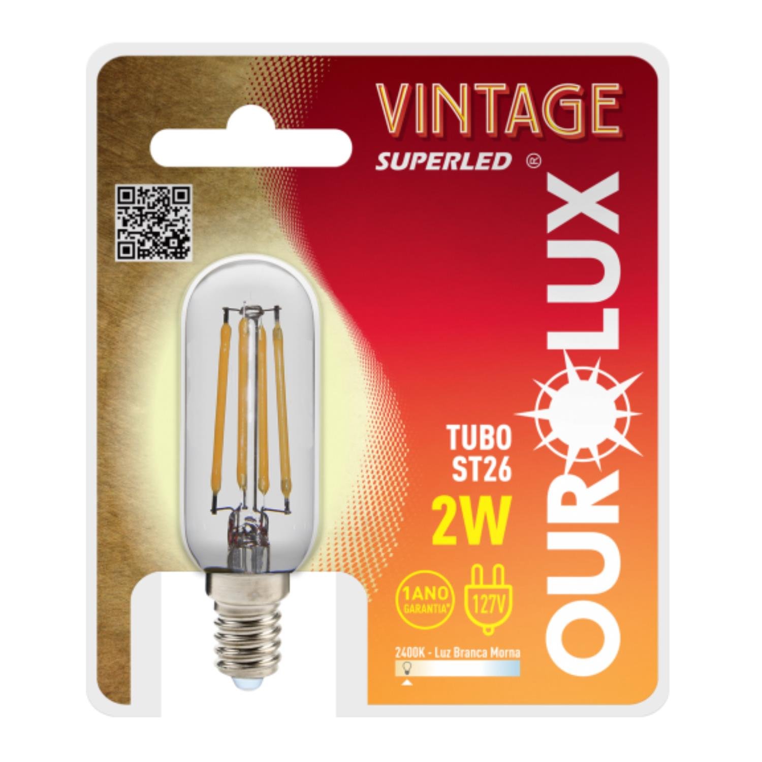 Vintage Led Tubo St26 2w 127v 2400k | Martins Atacado
