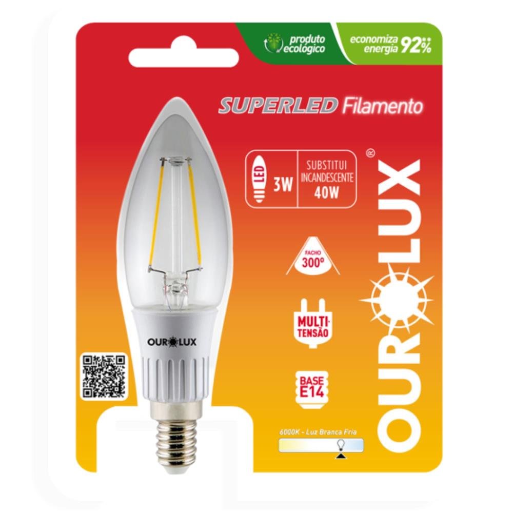 Superled Vela Filamento Fosca E14 3w Bivolt 6000K