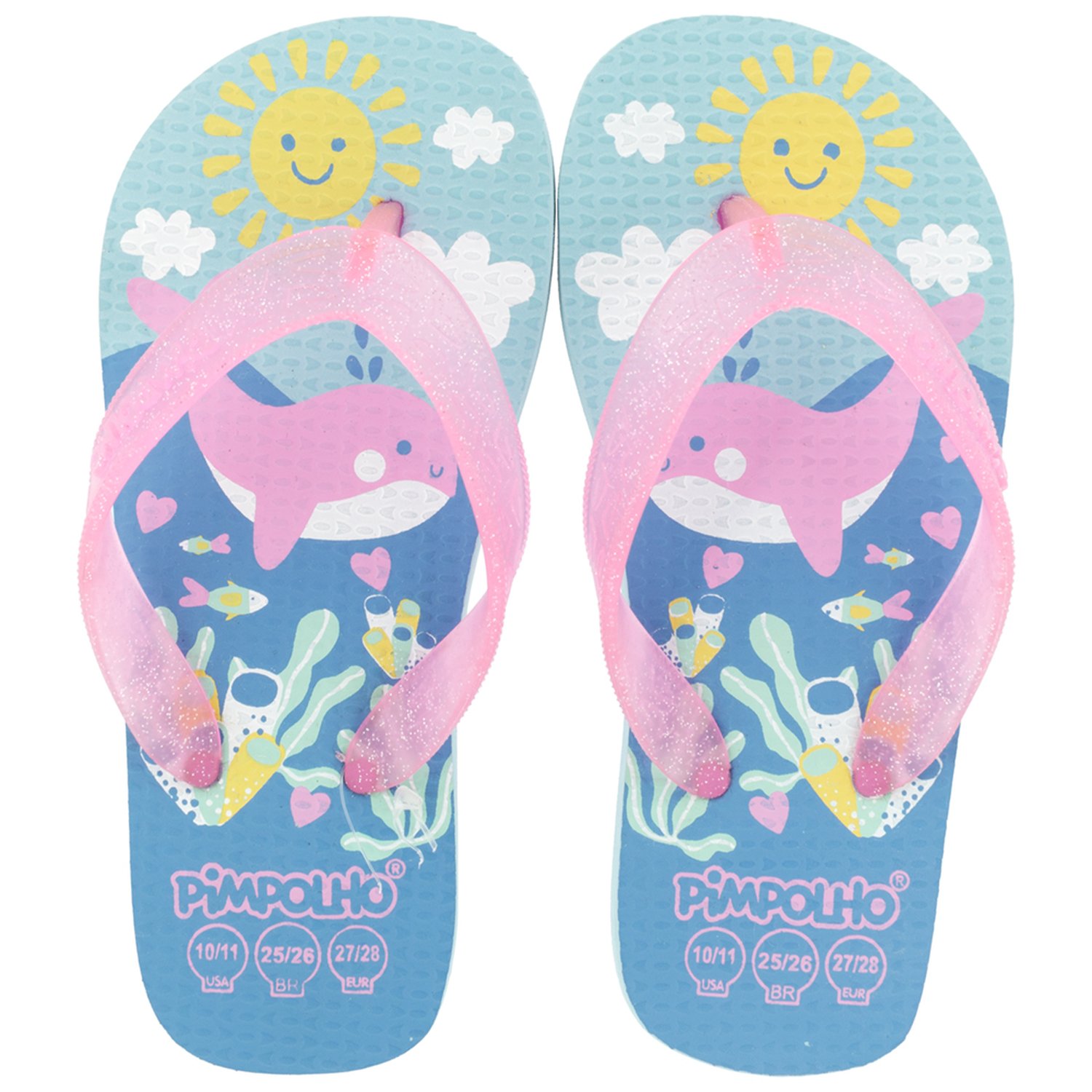 Kit Sandália Praiana Kids Azul/Baleia Feminino Pimpolhocom 12 Pares - Numeração 24 A 32