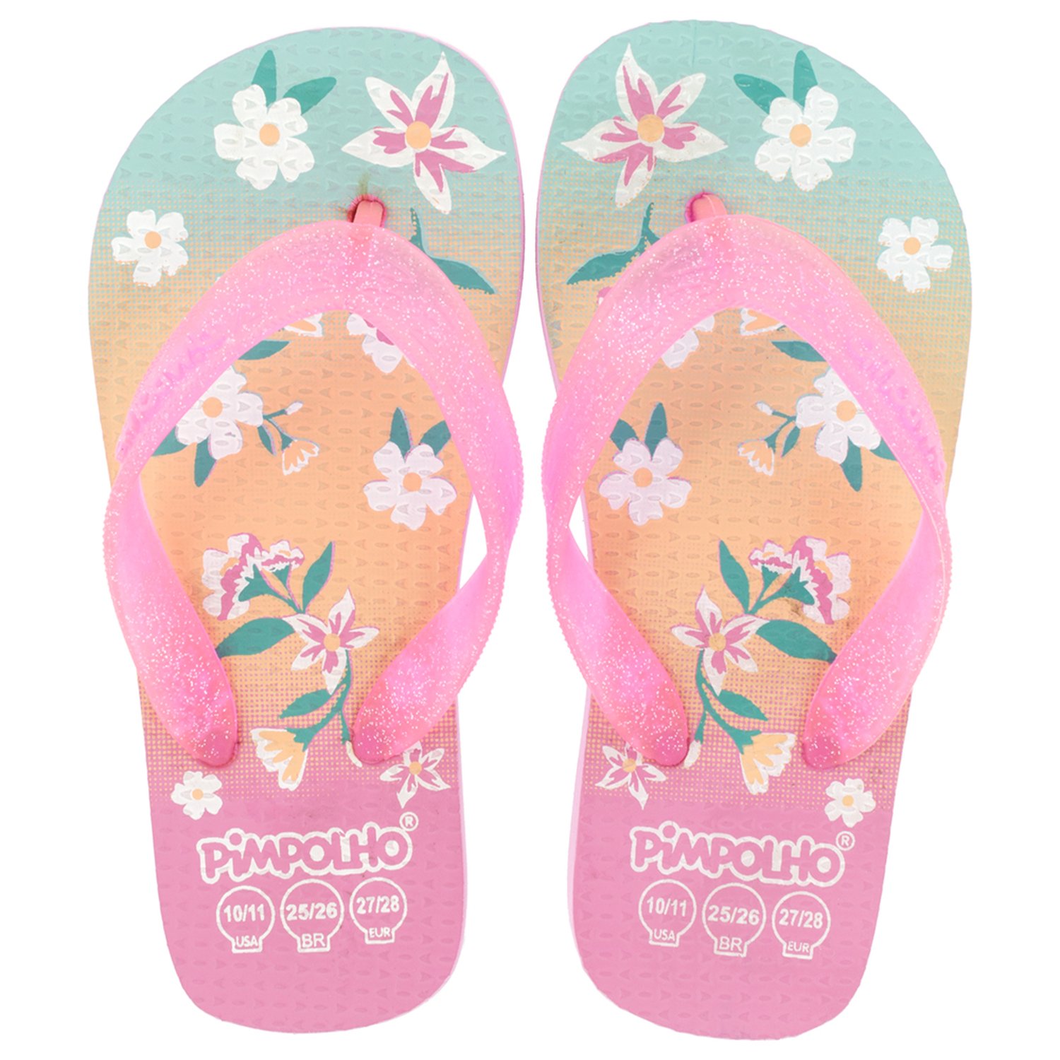 Kit Sandália Praiana Kids Rosa/Flor Feminino Pimpolhocom 12 Pares - Numeração 24 A 32