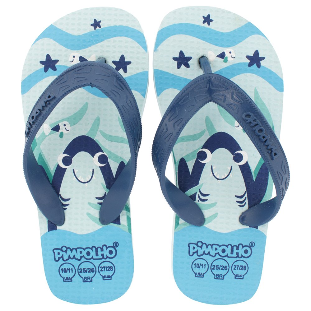 Kit Sandália Praiana Kids Azul/Tubarão Masculino Pimpolhocom 12 Pares - Numeração 24 A 32