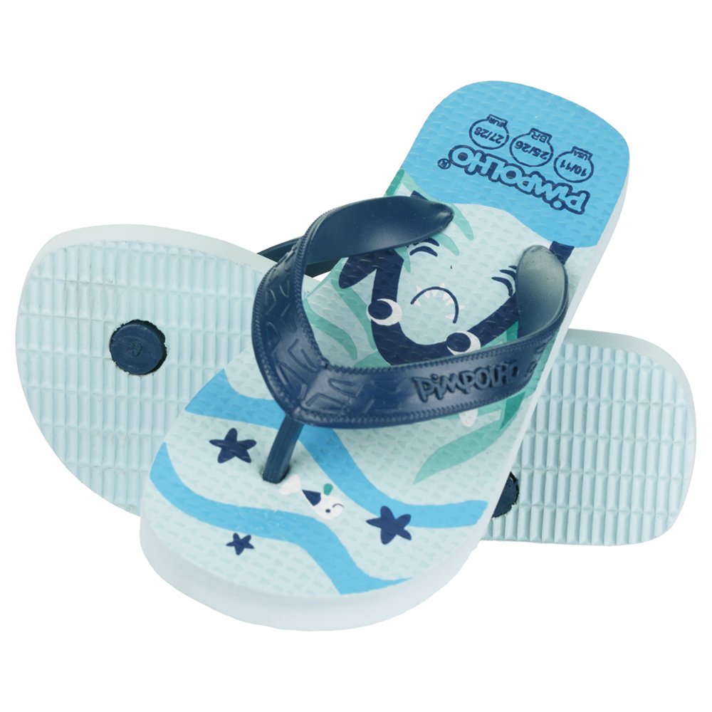 Kit Sandália Praiana Kids Azul/Tubarão Masculino Pimpolhocom 12 Pares - Numeração 24 A 32