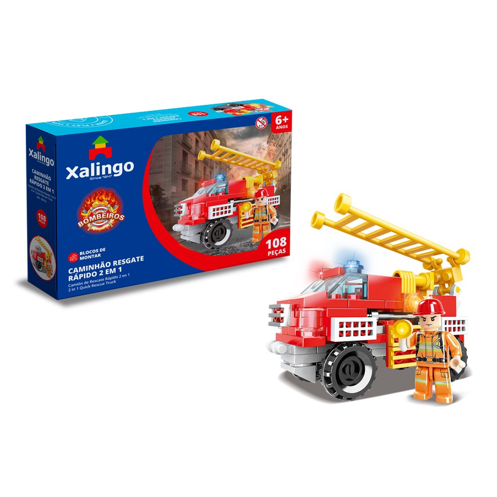 Blocos De Montar Bombeiros Caminhao Resgate Rapido 2 Em 1 - 108 Pecas