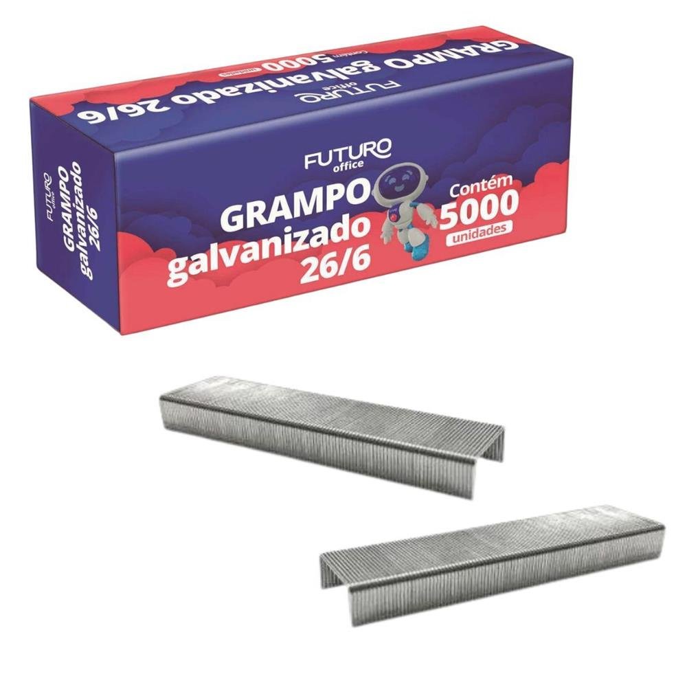 Grampo Galvanizado 26/6 Futuro Com 5000 Unidades Ref Fo262200