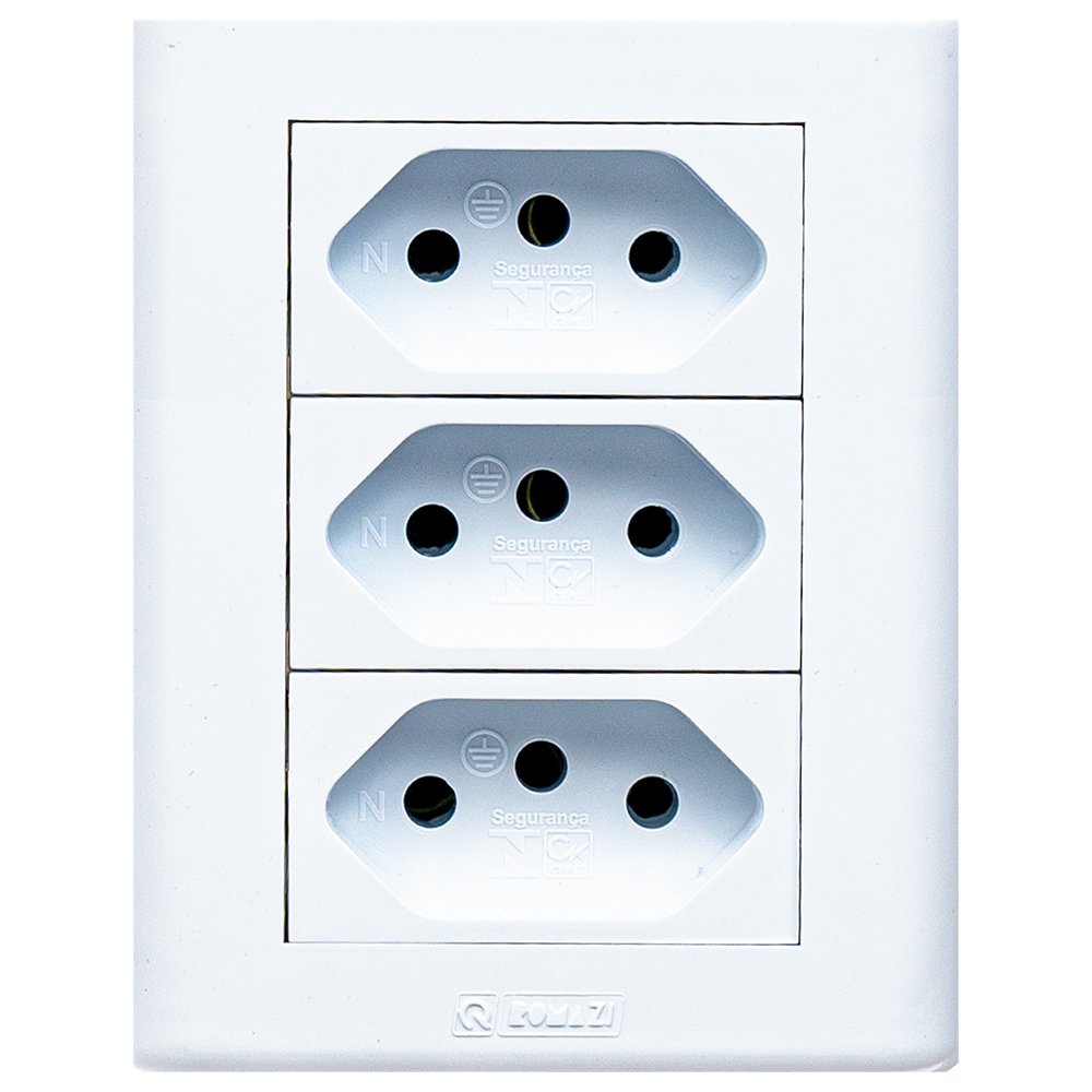 Tomada Tripla Jeri Plus Romazi 2P+T 20A Sobrepor Branca