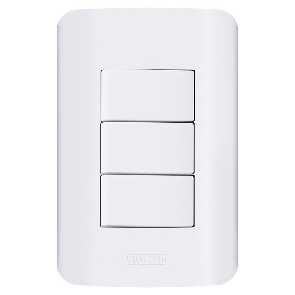 Interruptor Triplo Canoa Romazi Modulo Paralelo Com Placa 4X2 10A Branca