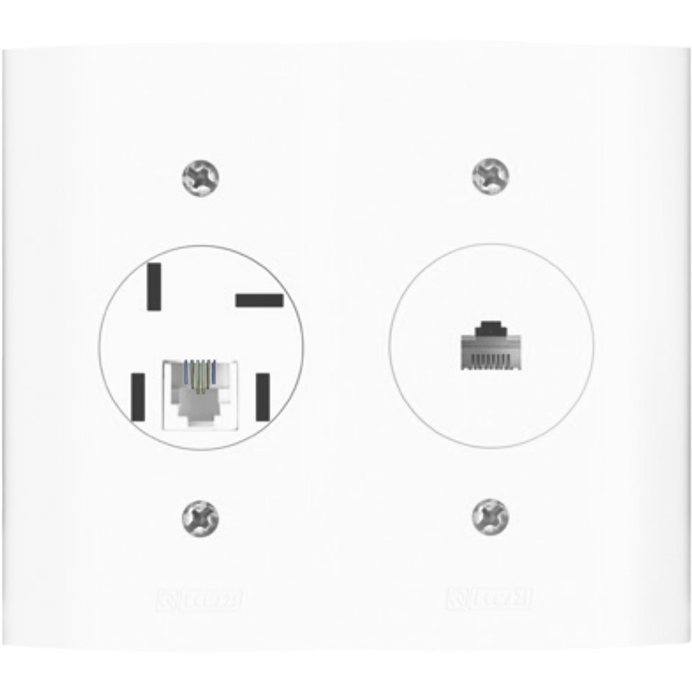 Tomada Dunas Romazi Modulo Telefone 1 RJ11 + Tomada Rede 1 RJ45 Com Placa 4X4 Branca