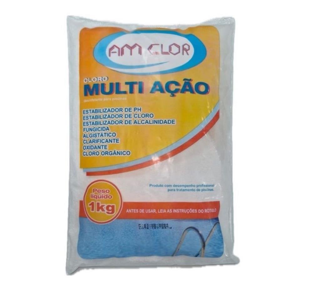 Cloro Multi ação Am Clor Desinfetante de Piscina 01 kg Fardo 20 Unidades NF2