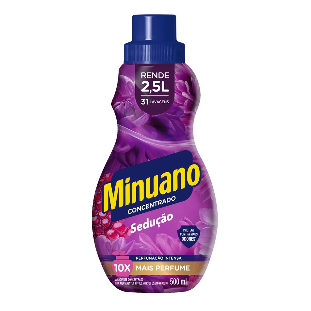 Amaciante Minuano Concentrado Sedução Lilás 500ml - Embalagem com 12 Unidades
