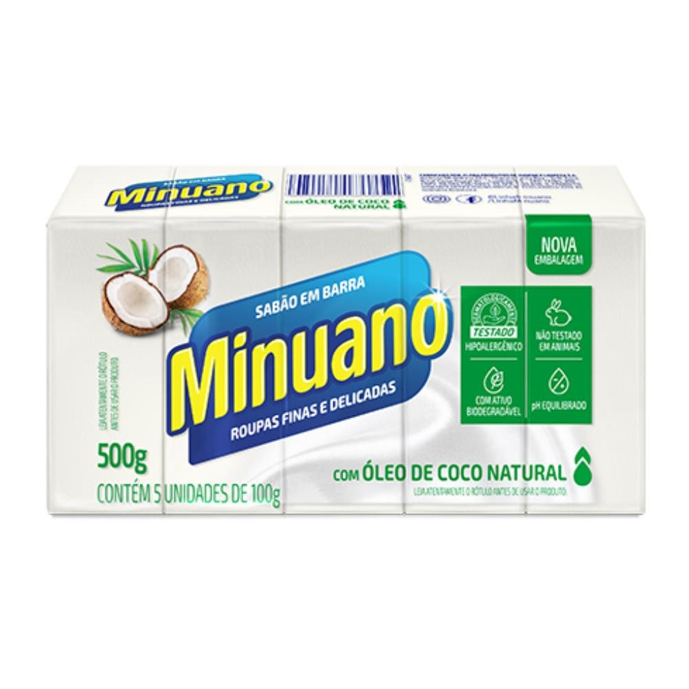 Sabão em Barra Minuano Coco 100g - Embalagem com 5 Unidades