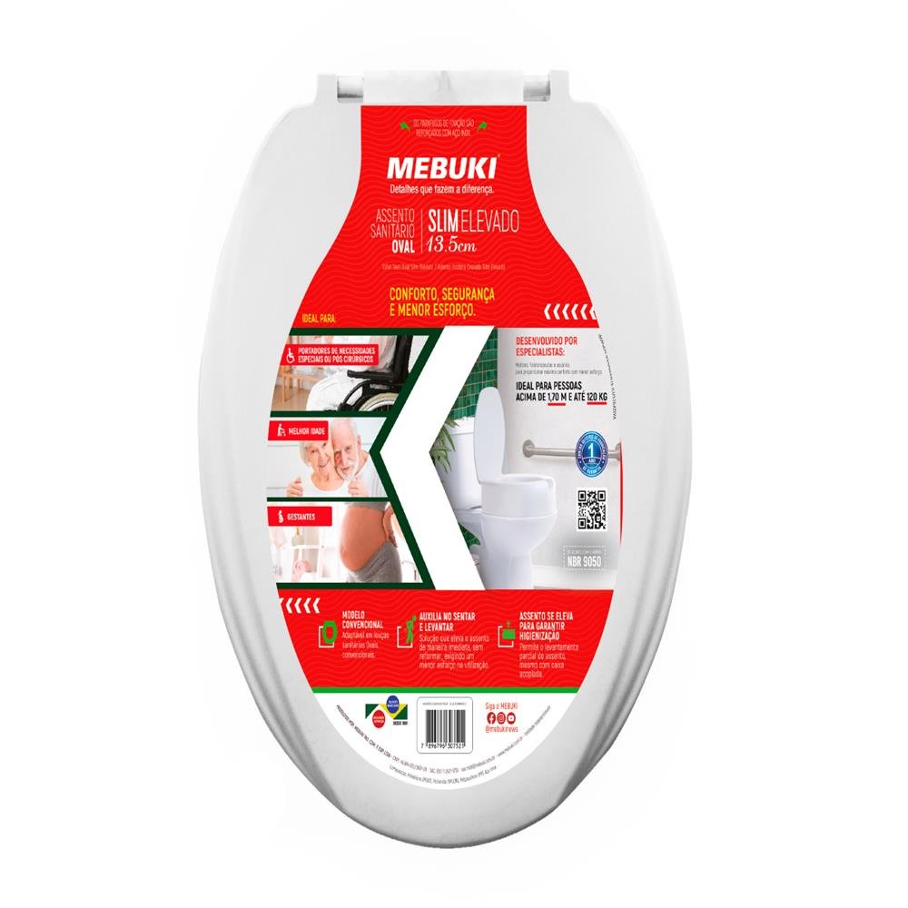 Assento Mebuki Elevado 13,5 cm com tampa