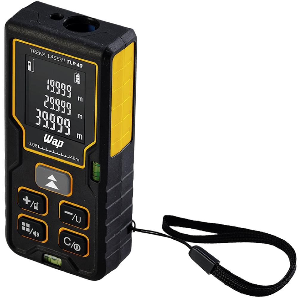 Trena Digital a Laser WAP TLP 40, Visor LCD iluminado, 40m, Resistente a Água, Preto