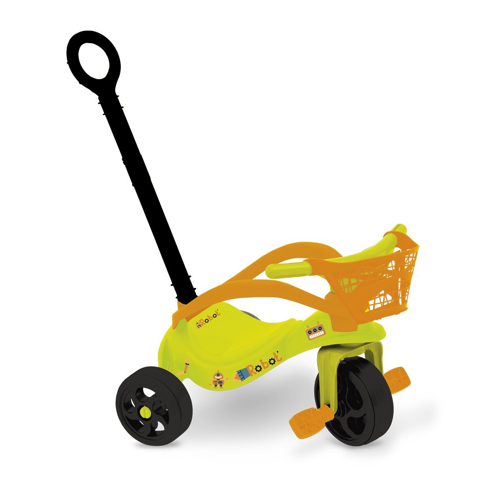 Triciclo Infantil Robo Com Empurrador, Protecao E Cestinha Xalingo