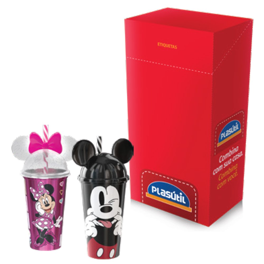 Display Copo C/ Orelha Mickey & Minnie 500 Ml - 59 Uni Plasútil