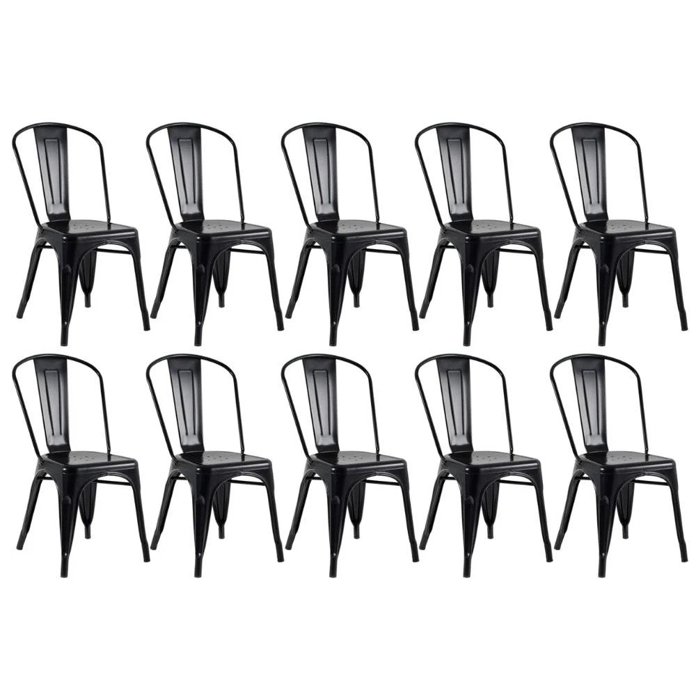 Kit 10 Cadeiras Iron Tolix - Preto