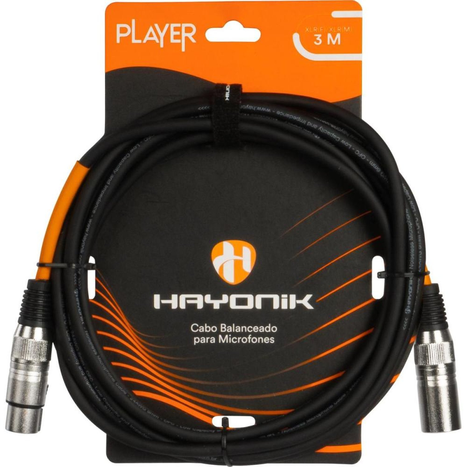 Cabo Para Microfone Hayonik Player Xlr Fêmea X Xlr Macho 3M Preto Un.Venda: Pc/1