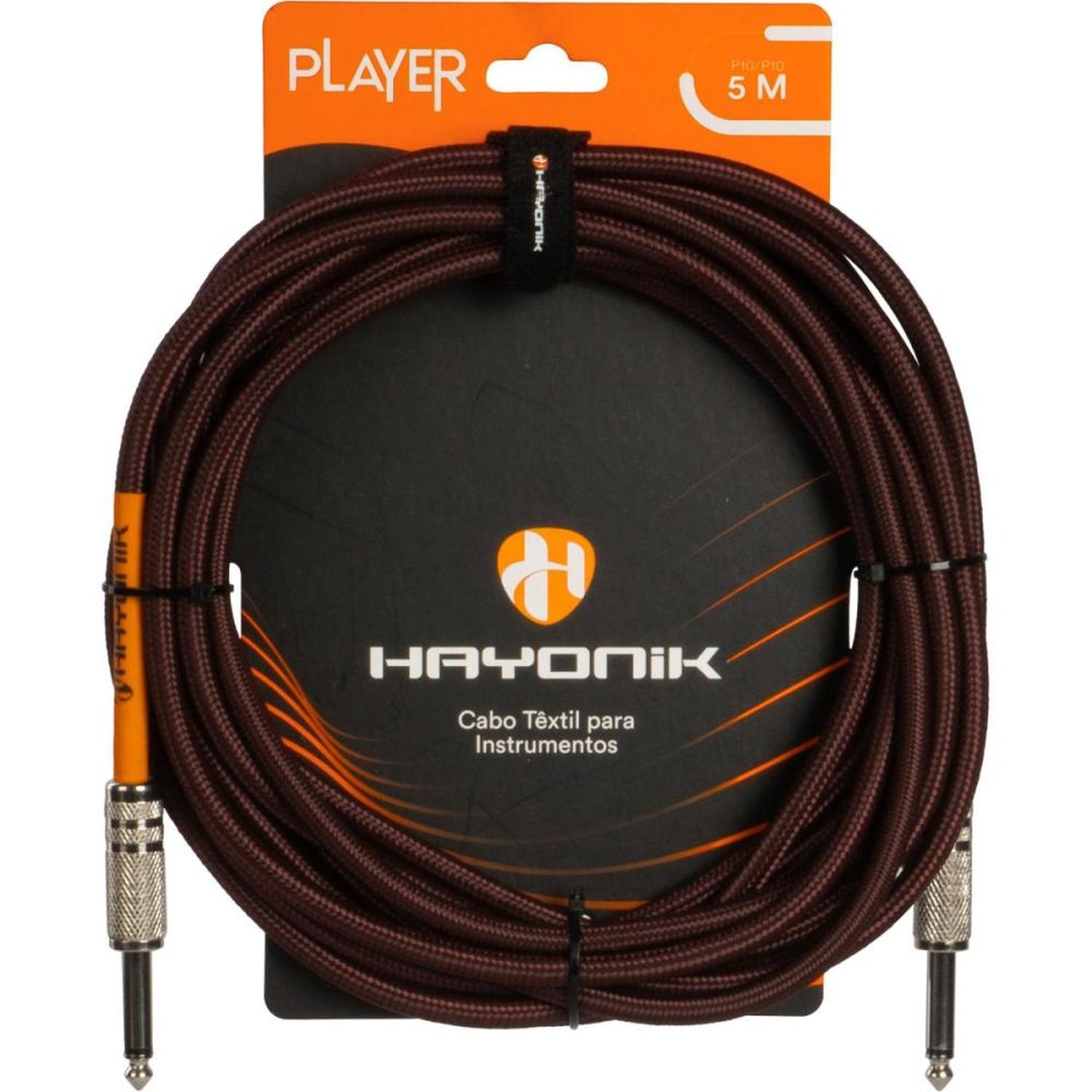 Cabo Para Instrumento Têxtil Hayonik Player P10 5M Marrom Un.Venda: Pc/1
