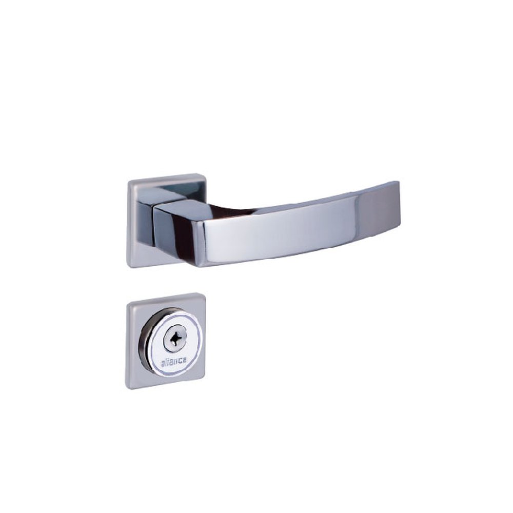 Fechadura Tetra Quadratta Curva Roseta 55Mm Cromado Alianca