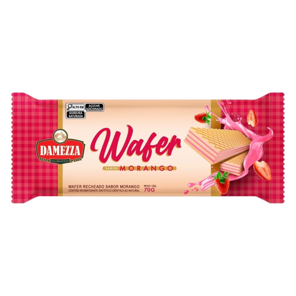Wafer Recheado de Morango Damezza 40 x 70g