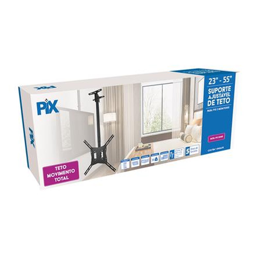 Suporte Tv Santana Teto Altura Ajustavel 23" a 55" - 079-0069