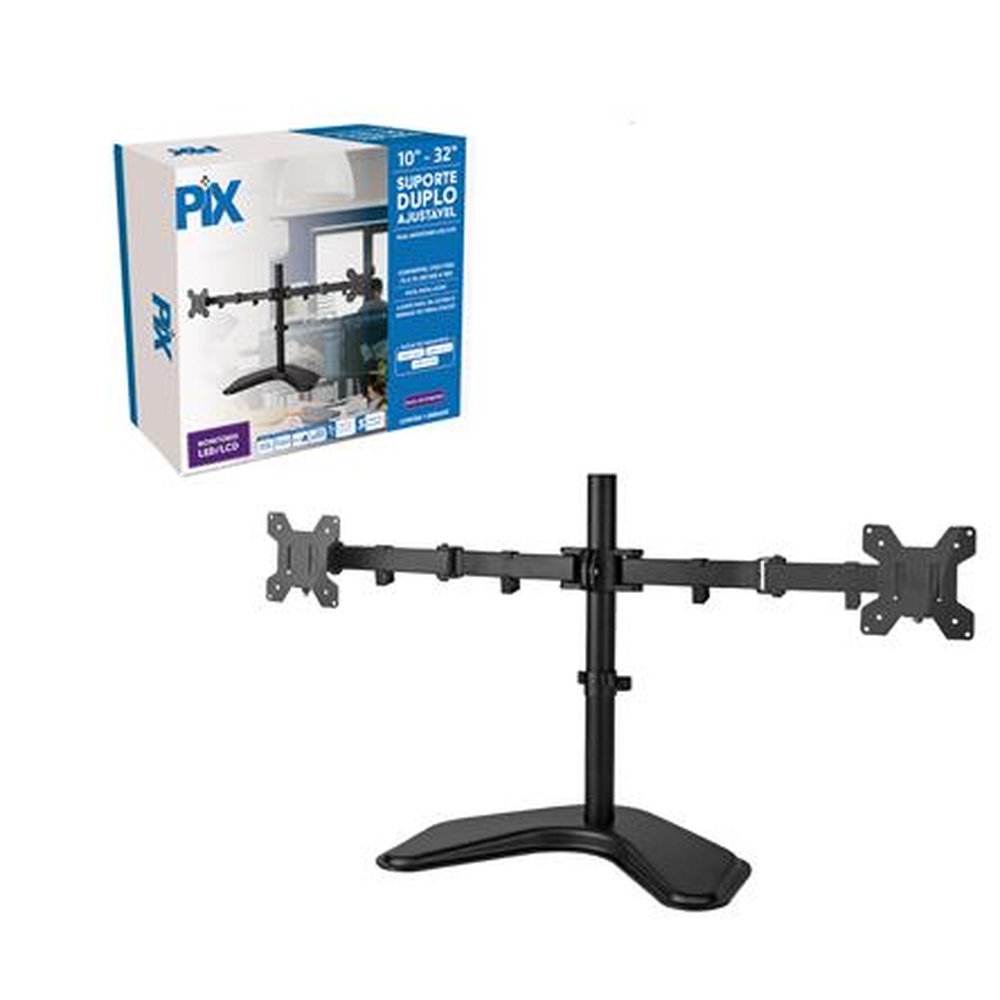 Suporte Monitor Ajustável ( 2 Monitores ) - Base - 10 A 32 - Px-dtme32d