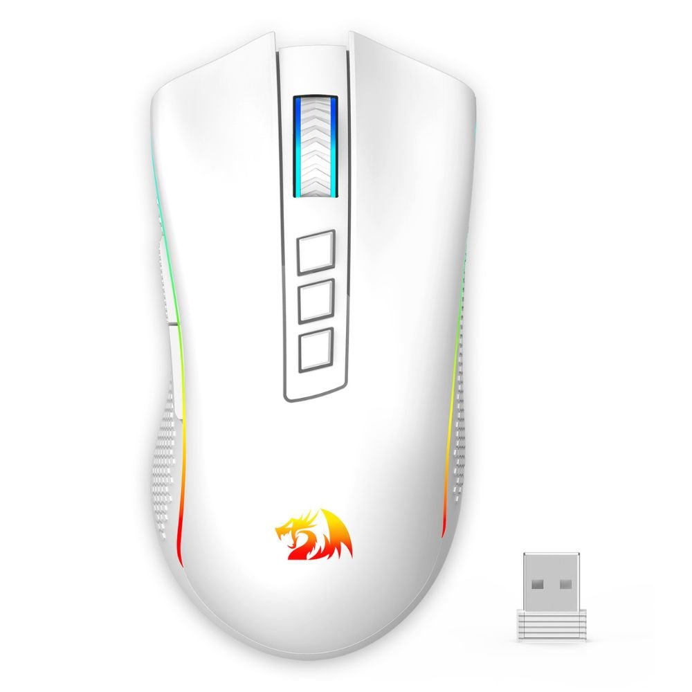 Mouse sem fio Gamer Redragon Cobra Pro Lunar White, RGB, Wireless, 16000DPI, M711W-Pro