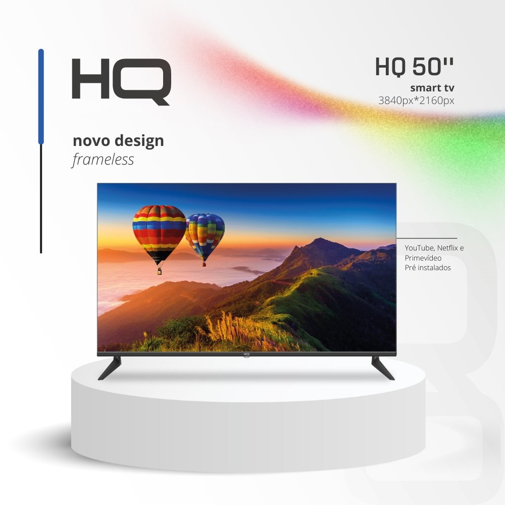 Smart TV LCD LED 50" HQ HQS50NKHM 4K UHD - Com Wi-Fi, 3 HDMI, 2 USB, 60Hz, Preto