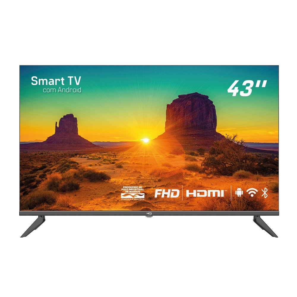 Smart TV LCD LED 43" HQ HQS43NKHM FHD - Com Wi-Fi, 3 HDMI, 2 USB, 60Hz, Preto