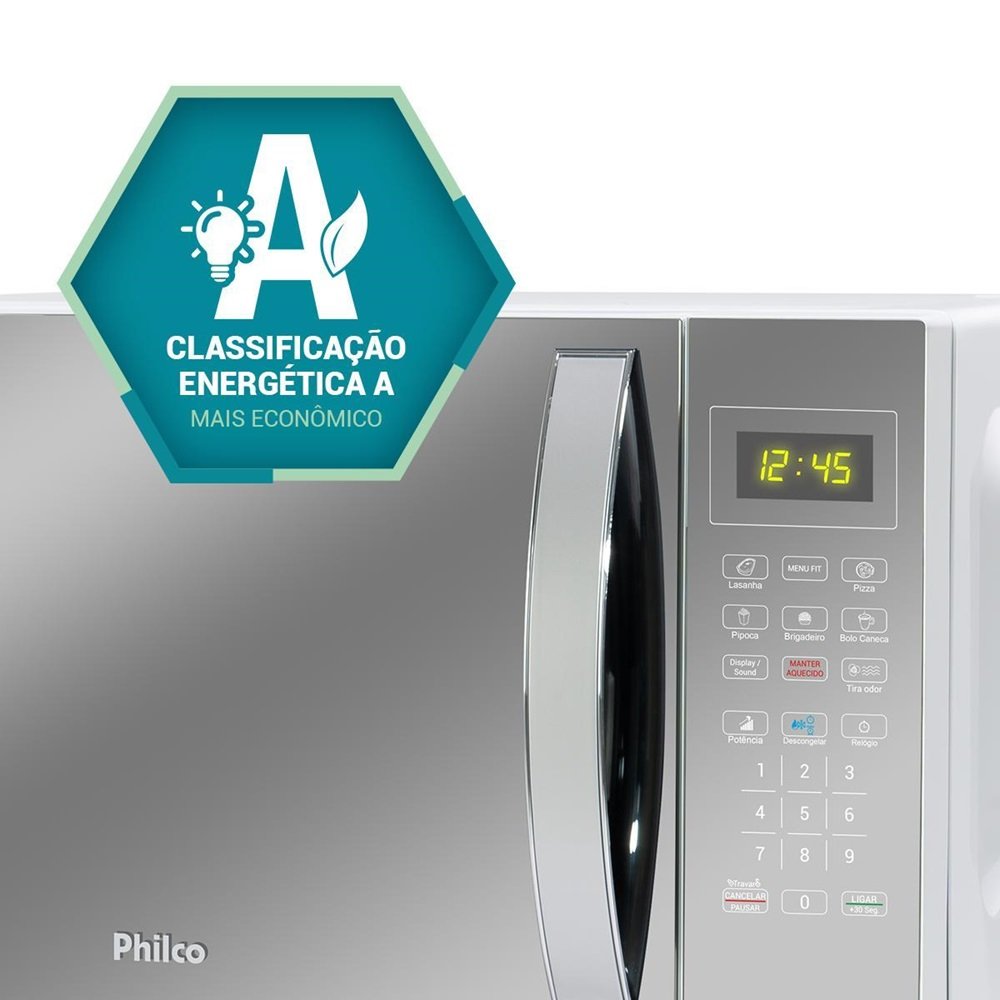 Micro-Ondas Philco 33 Litros Com Porta Espelhada Branco Pmo38e 220V