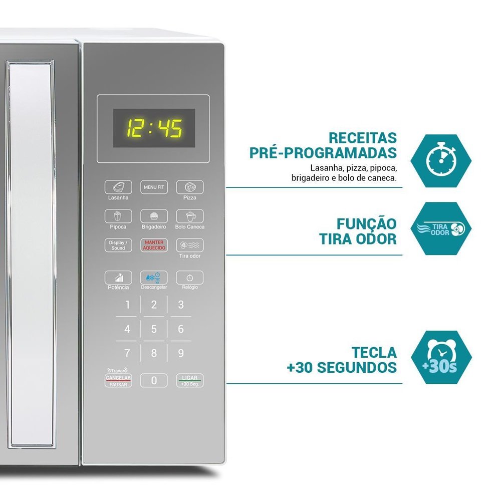 Micro-Ondas Philco 33 Litros Com Porta Espelhada Branco Pmo38e 220V