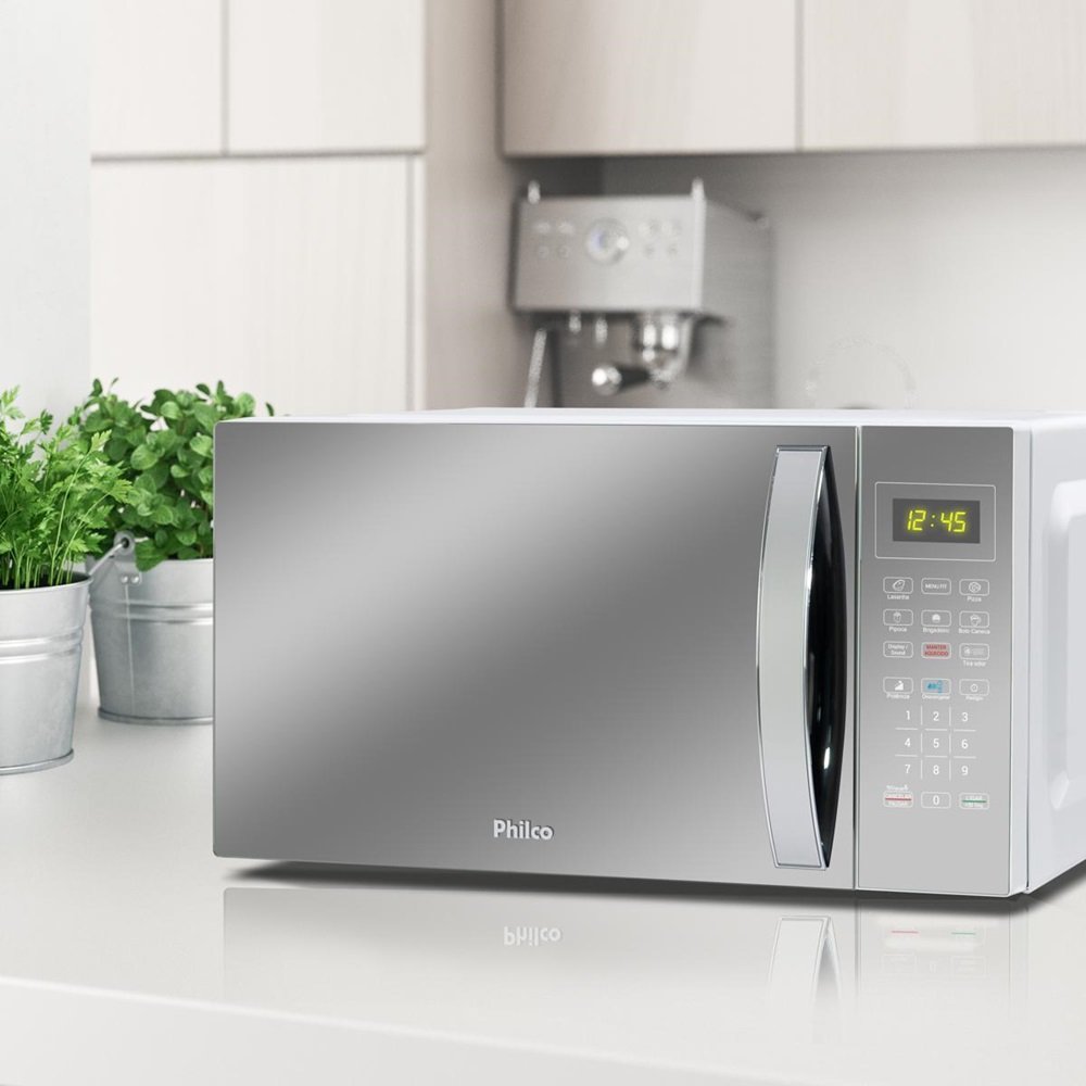 Micro-Ondas Philco 33 Litros Com Porta Espelhada Branco Pmo38e 220V