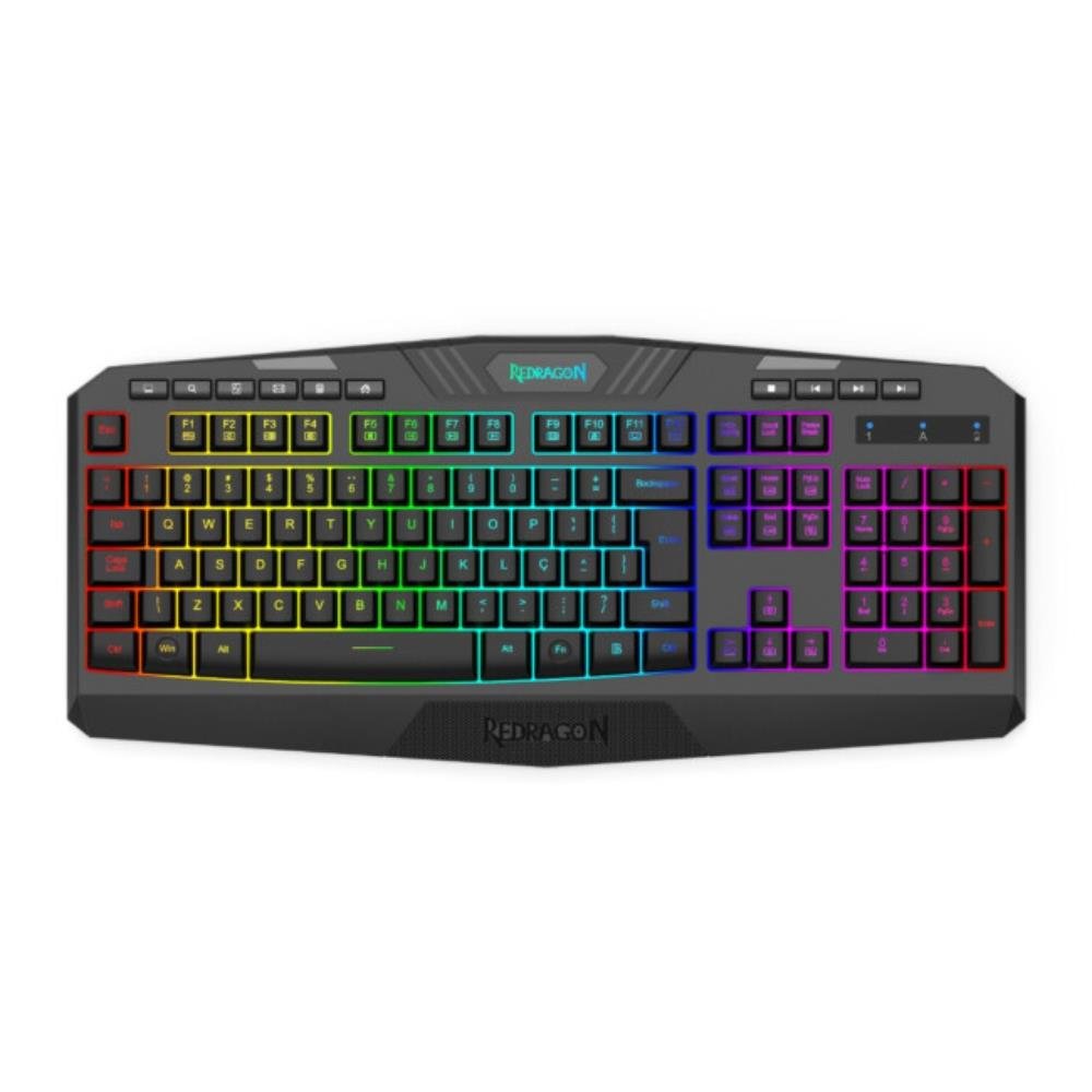 Teclado Redragon Membrana Gamer Harpe Wireless Preto Sem Fio K503-ks