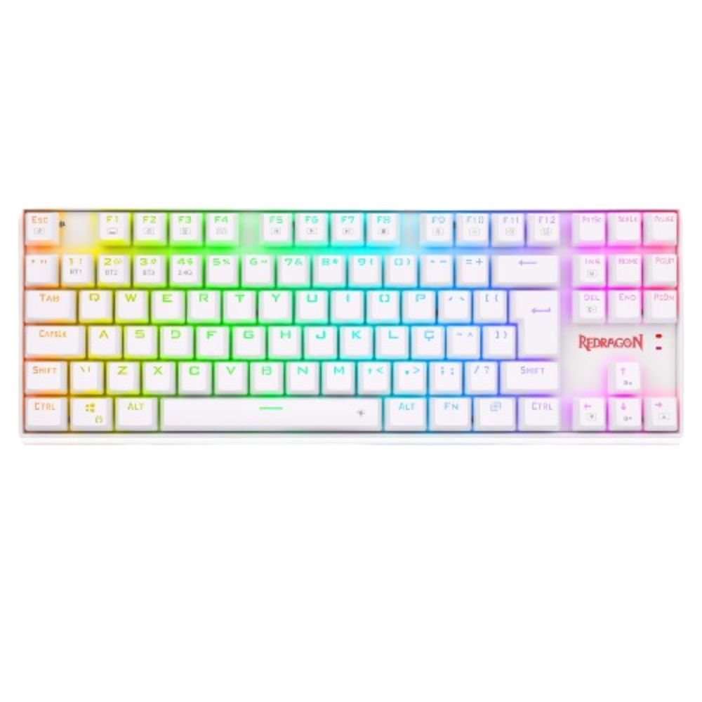 Teclado Gamer Mecanico RGB Pro Kumara Redragon K552RGB-BR-W Branco