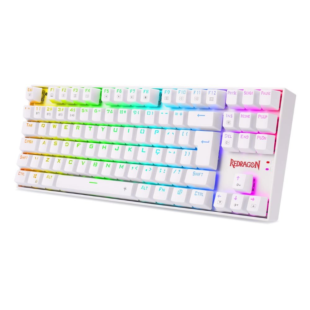Teclado Gamer Mecanico RGB Pro Kumara Redragon K552RGB-BR-W Branco