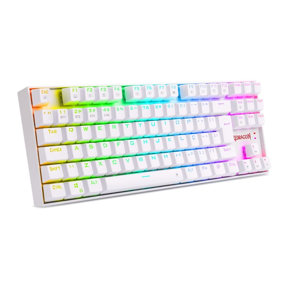 Teclado Gamer Mecanico RGB Pro Kumara Redragon K552RGB-BR-W Branco
