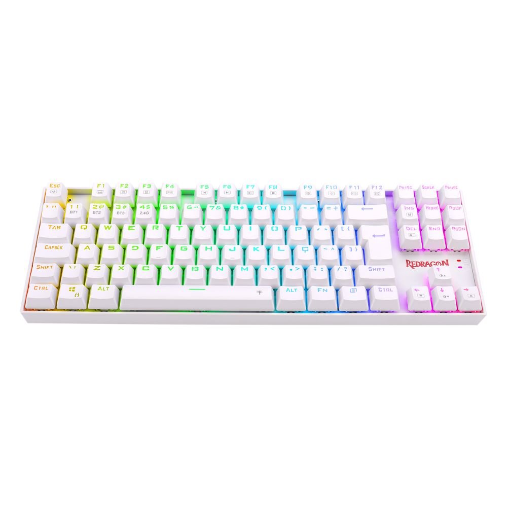 Teclado Gamer Mecanico RGB Pro Kumara Redragon K552RGB-BR-W Branco