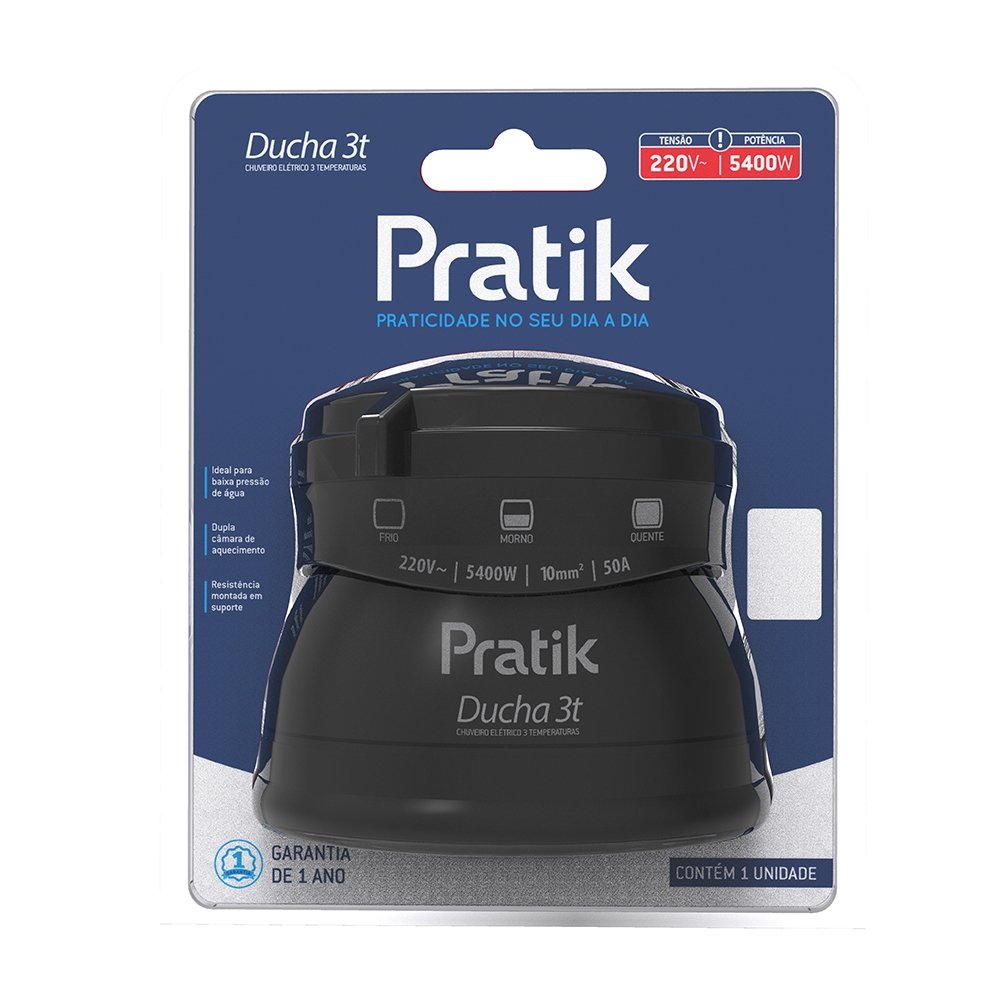 Chuveiro Ducha Pratik 3 Temperaturas Preto 5400w 220v